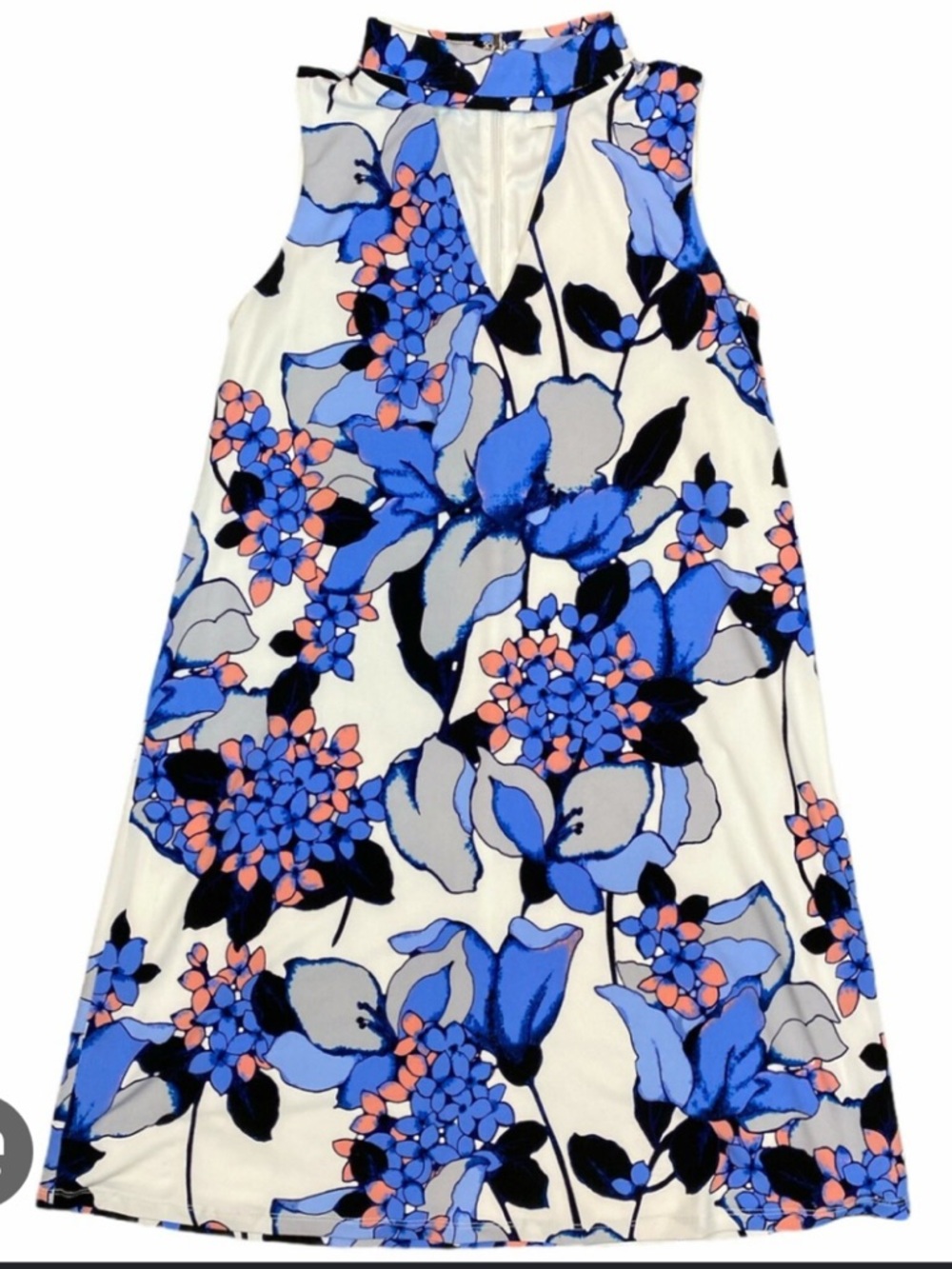 Ivanka Trump Sleeveless Blue Floral Knee Length Shift Dress - Picture 5 of 6